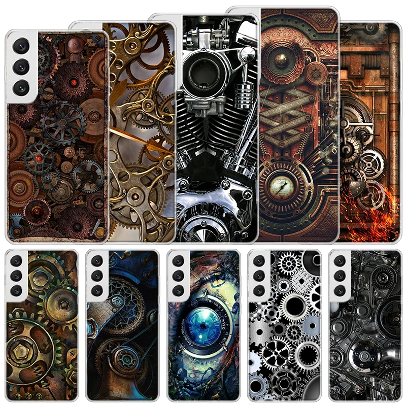 Steampunk Gear Mechanical Soft Case For Samsung Galaxy S24 S23 S22 S21 Ultra S20 FE S10 Plus Phone Cover S9 S8 + S10E Funda Coqu