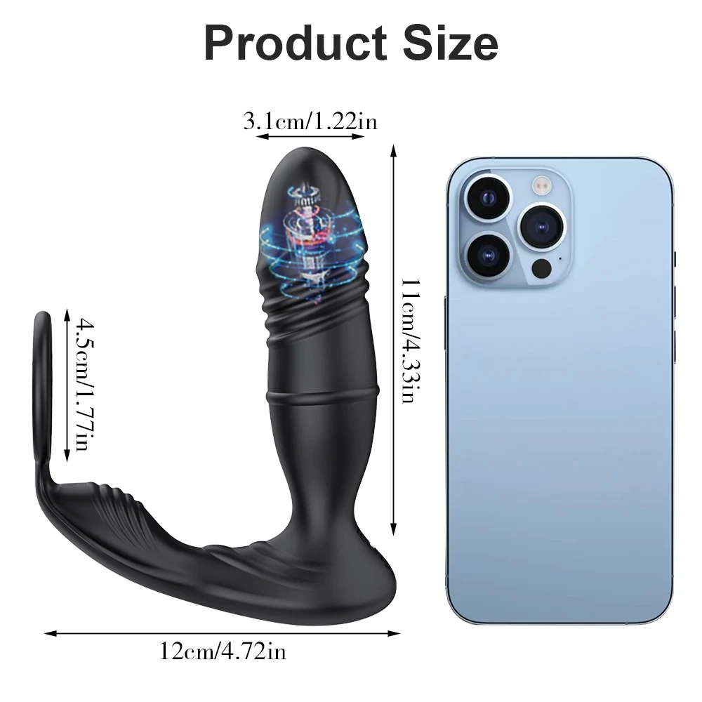 Male Thrusting Prostate Massager Bluetooth APP Vibrator for Men Gay Anal Plug Telescopic Vibrating Butt Plug Sex Toy for Couples