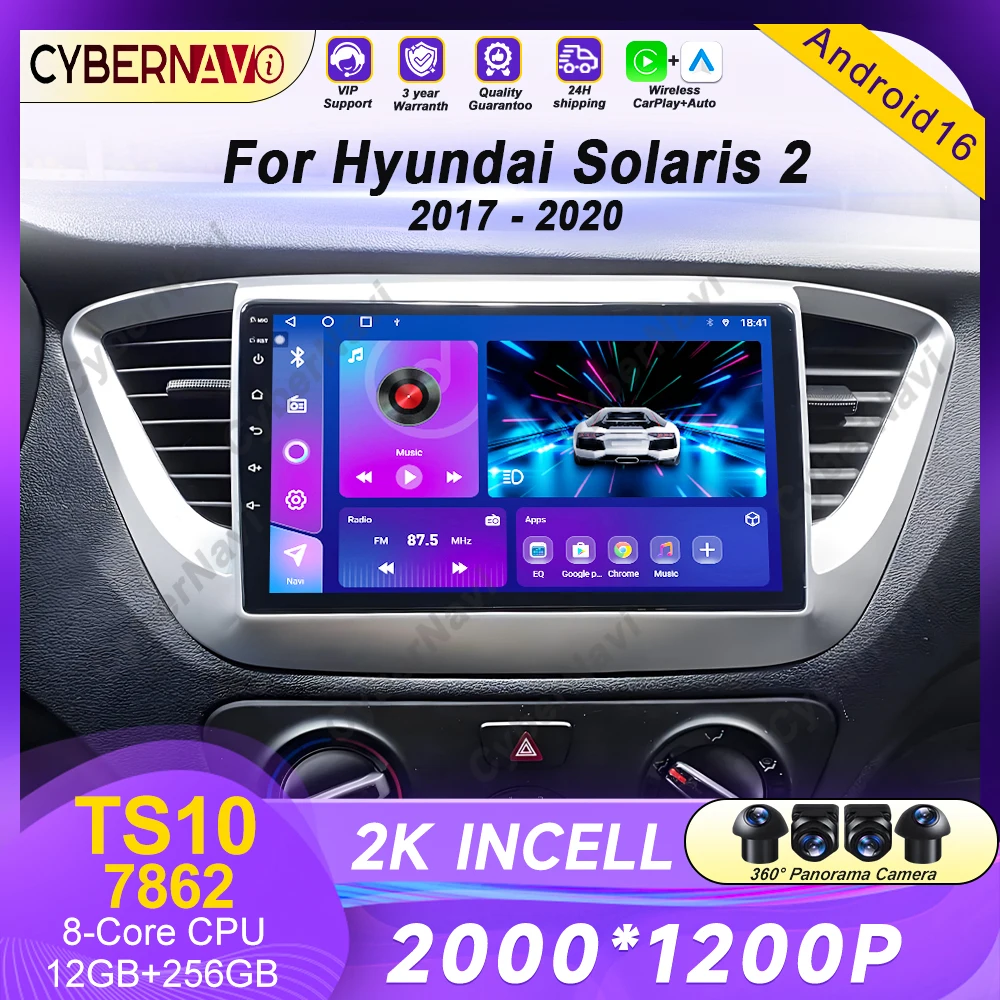 Android Car Radio For Hyundai Solaris Accent 2 II 2017 - 2021 GPS Navigation Audio Stereo Video Multimedia Player AutoRadio QLED