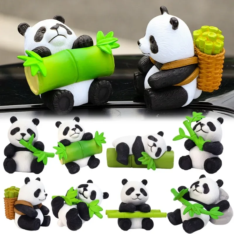 

Panda Car Ornaments Auto Dashboard Center Console Panda Holding Bamboo Ornament Garden Micro Landscape Decoration Accessories