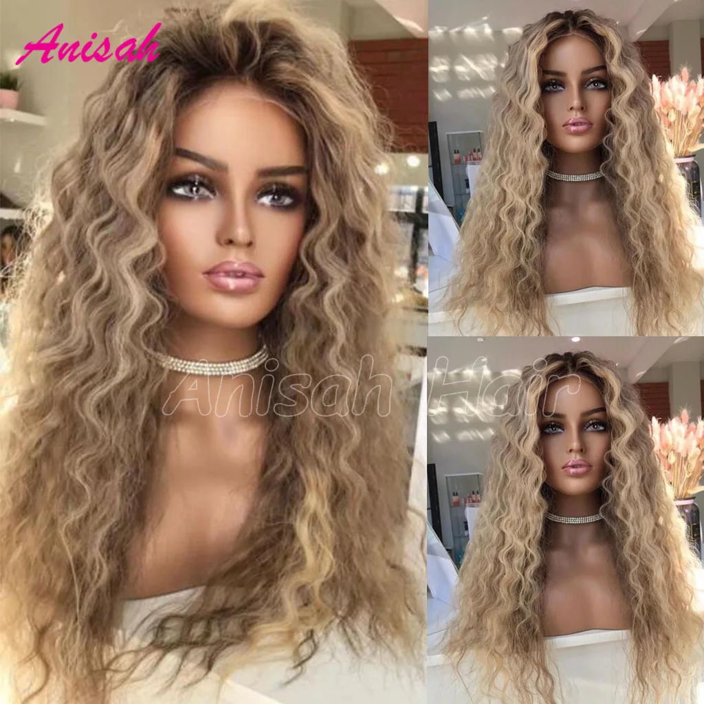 

Brazilian Hair Transparent Lace Closure Wigs Deep Wave 13x4 Lace Front Human Hair Wigs For Women Preplucked Blonde Highlight Wig