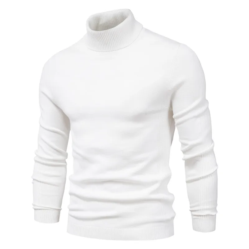 Men's solid color pullover sweater foreign trade high neck men's casual knitwear