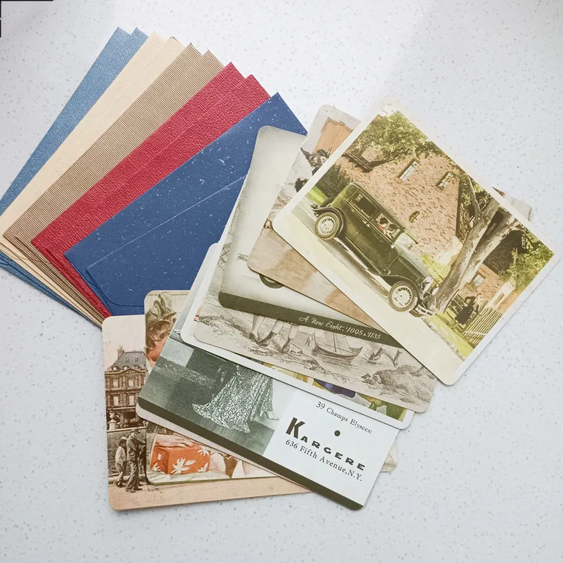 Vintage Painting Card 10 Cards + 10 Envelopes Greeting Card Lomo Memo Invitation Card Kids Gift Postcard Stationery 10 PCS/Set