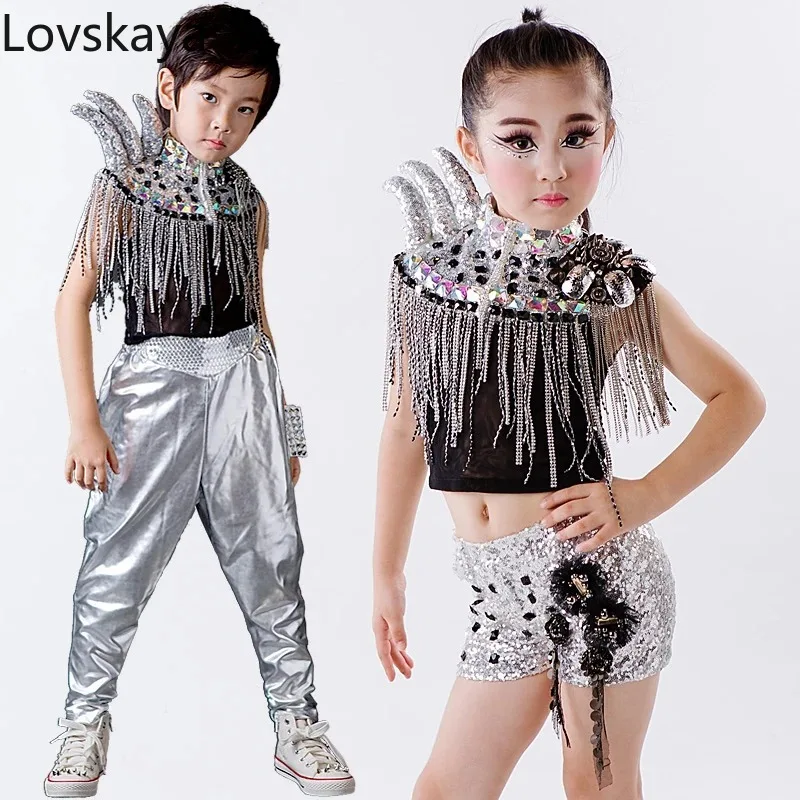 

jazz dance clothes street dance stage outfit drums clothing Children's costumes for boys girls