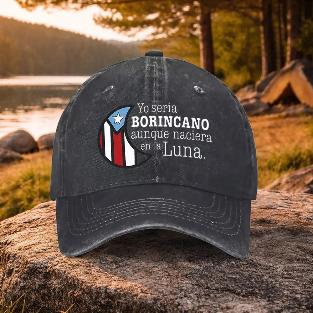 1pc Casual Versatile Puerto Rican Culture Print Washed Baseball Cap, Suitable for Golf, Casual Wear, and Outdoor Activities, Gol