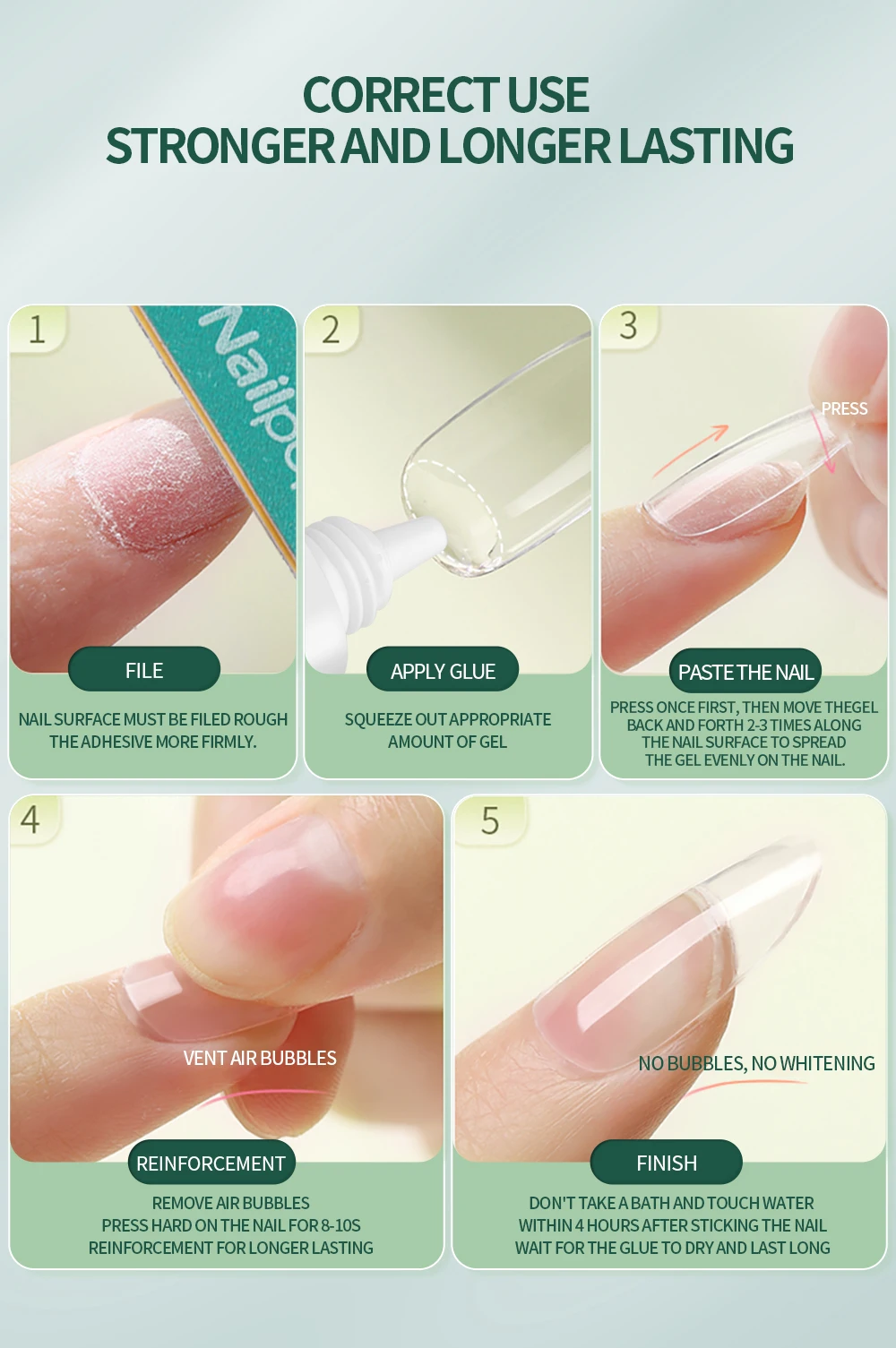 S 아몬드/스퀘어/코핀 젤 X 네일 키트 프레스온 네일 풀커버 인조 네일 팁 네일 파일 포함 네일 팁 DIY 네일 살롱 도구