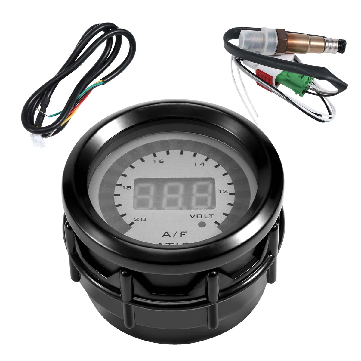 2 in 1 Air Fuel Ratio Gauge Voltmeter 12V 52mm Digital Car AFR Volt Meter Indicator Voltage Gauge with O2 Oxygen Sensor