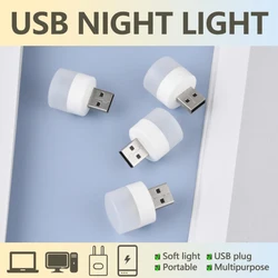 10/5/1PCS Mini USB Plug Lamp Eye Protection LED Night Light Bulbs USB Charging Christmas Gift Bedroom Decoration Round Book Lamp