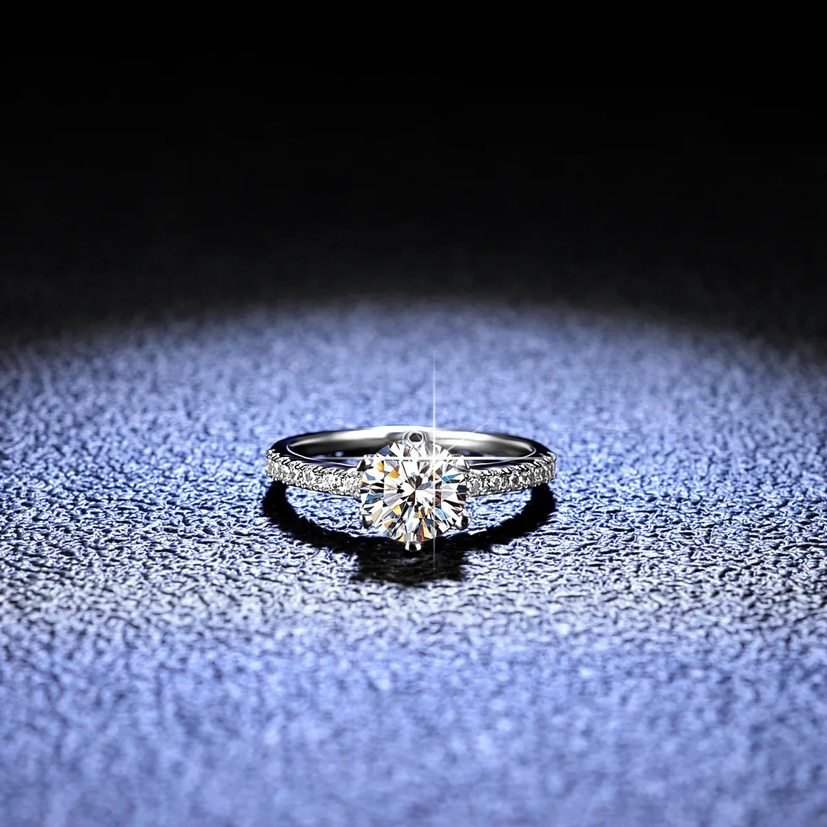 

18K gold set diamond D-color women's moissanite ring, 1-carat PT950 platinum ring, simple classic crown six claw tail ring