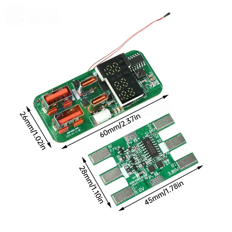 PD45W 3S bidirectioneel snel opladen Power Bank-moederbord met batterijbescherming LED-display DIY-oplaadmodule