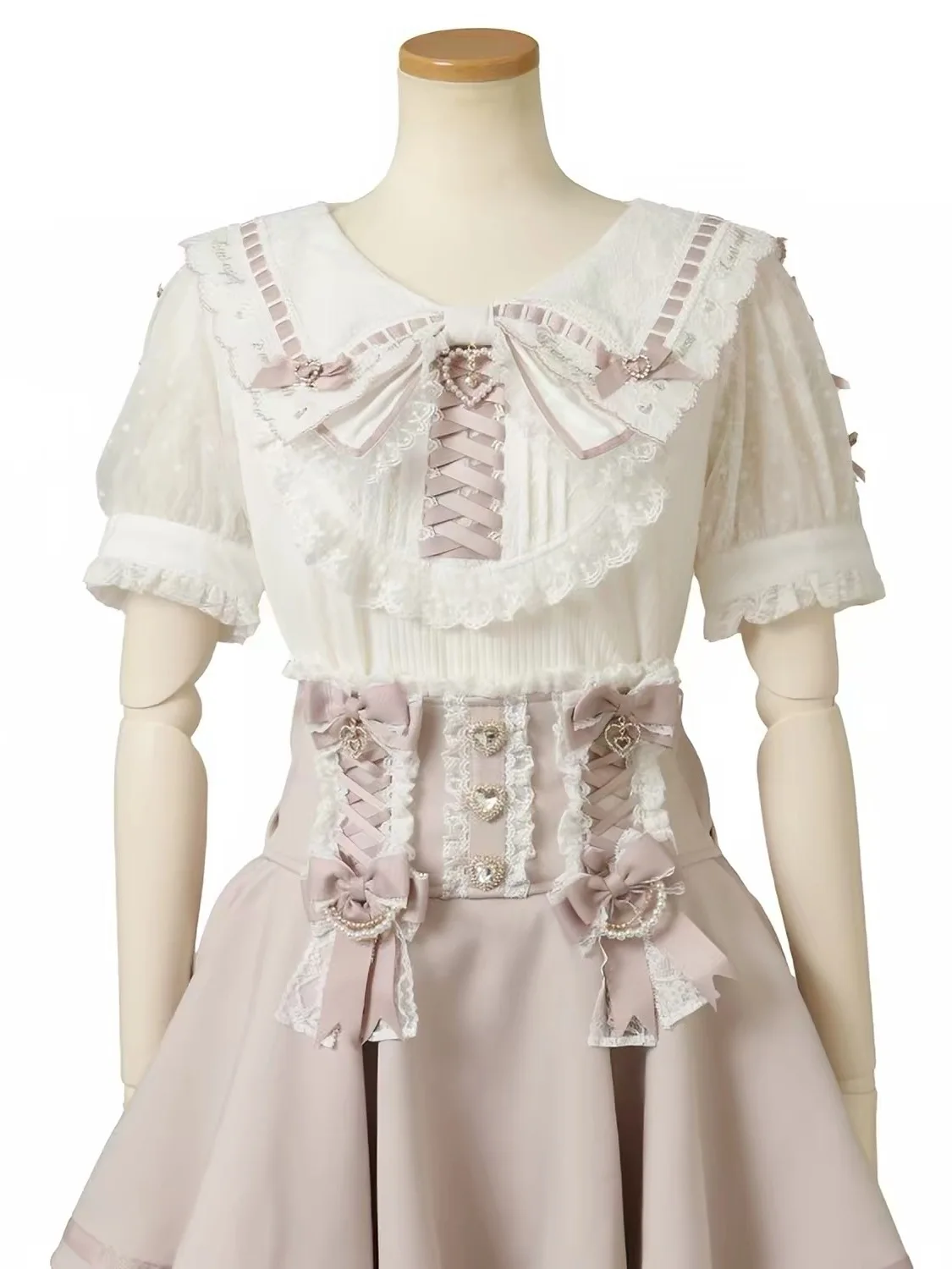Cute Sweet Japanese Style Liz Track Shirt Slimming Chest Enhancing Short Sleeve Polyester Fiber Anti-Wrinkle Cool Sensation