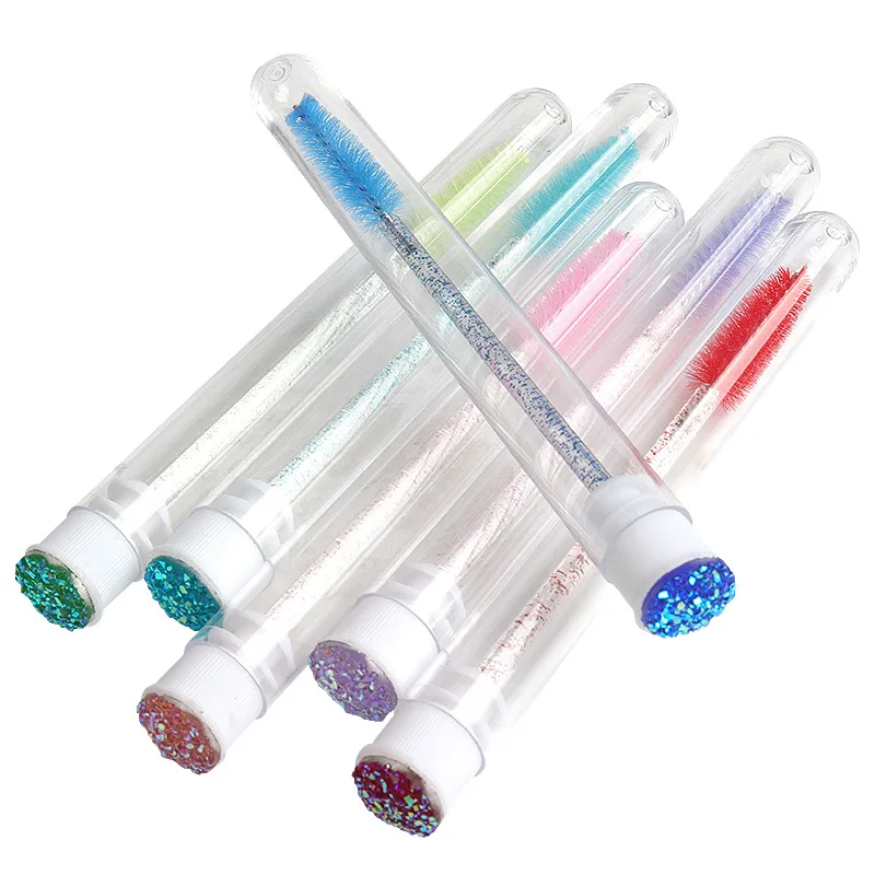 10 unids/set cepillo de pestañas microcepillo varitas de rímel cepillo de pestañas de cejas maquillaje profesional microcepillos de pestañas de diamante de cristal