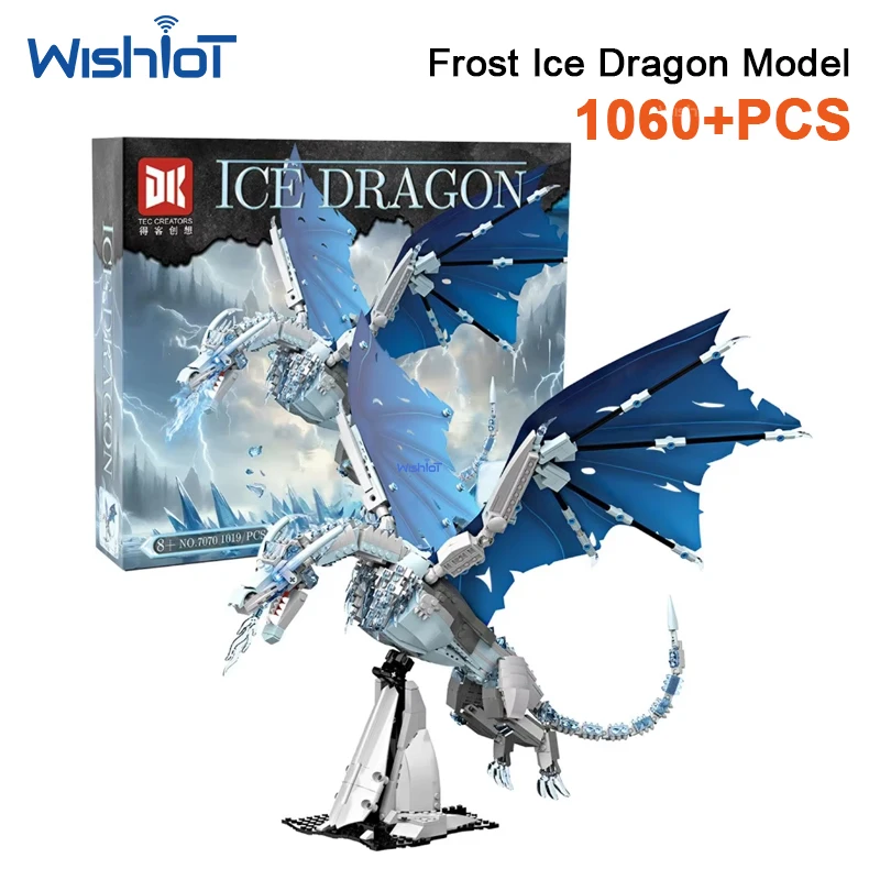 

DK7070 1060pcs Ice Dragon Building Blocks Model Kit Creative DIY Display Bricks for Adults Teens Collectible Gift Set Toy