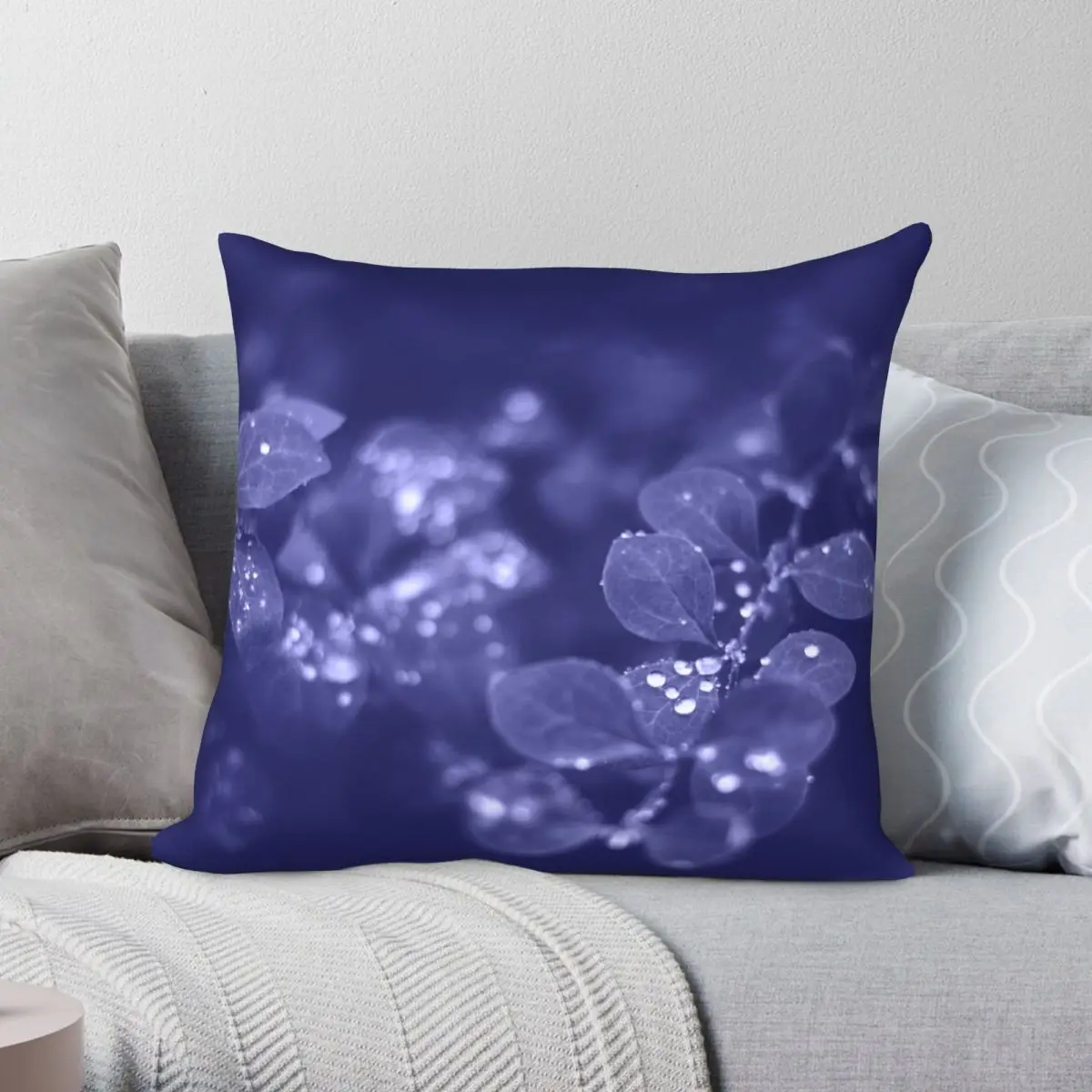 Wet Leaves With Raindrops Square Pillowcase Polyester Linen Velvet Pattern Zip Decor Throw Pillow Case Home Cushion Cover