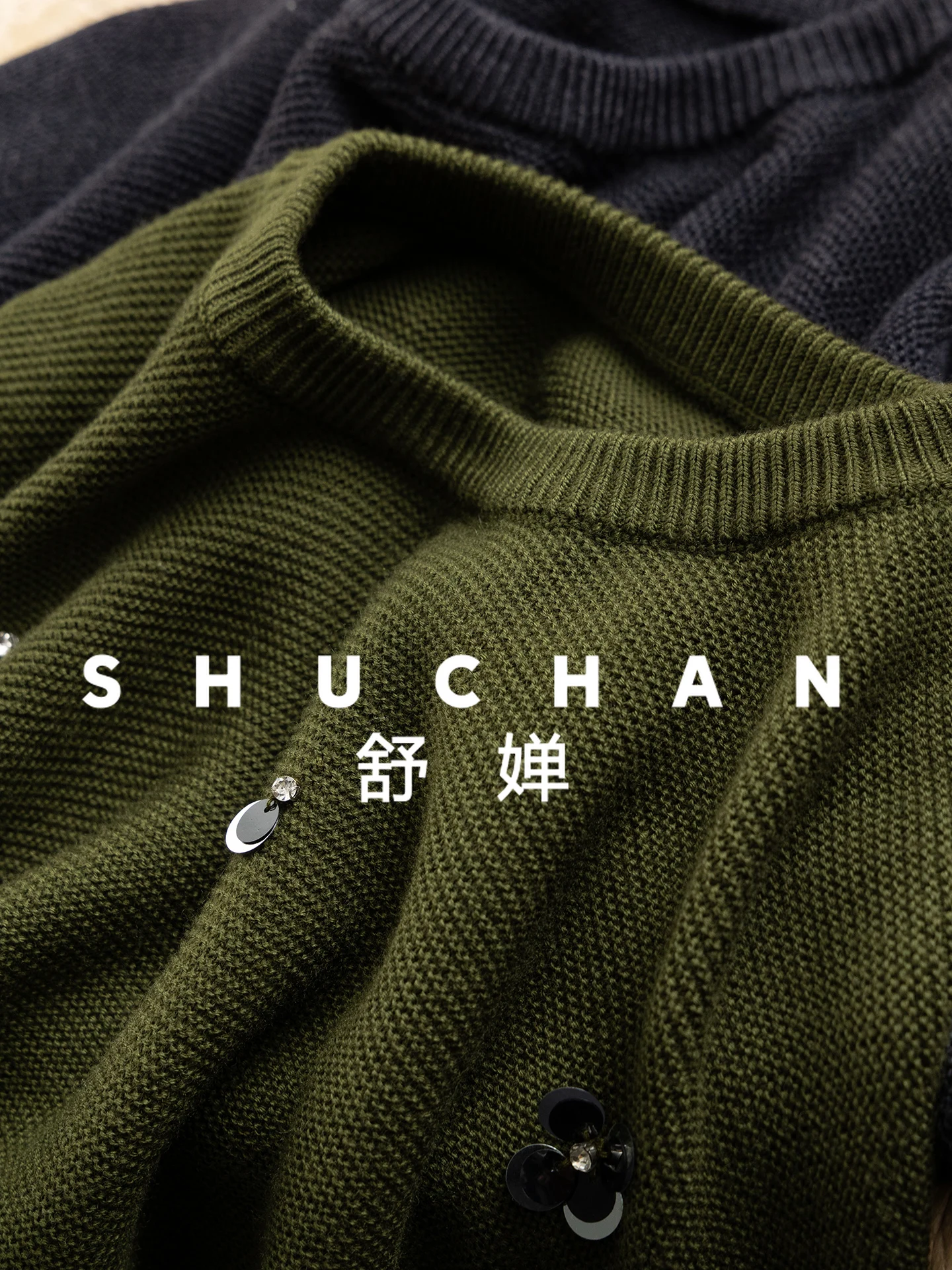 سترة نسائية رائعة مطرزة يدويًا 100 من الصوف برقبة دائرية سترة نسائية 34I6 كبيرة الحجم Sueter Mujer #3