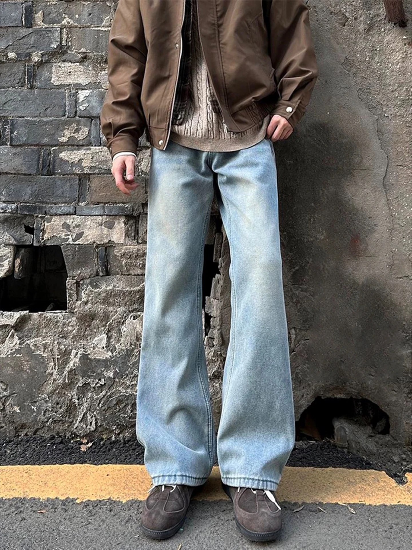 

Мужские джинсы Cleanfit Vintage Blue с флисовой подкладкой, американские, в стиле High Street, зауженные, прямые, слегка расклешенные, из денима