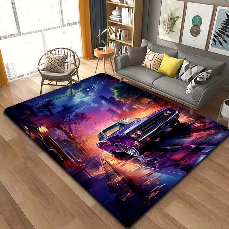 Classic Retro Car Pattern Living Room Bedroom Carpet Bedside Bathroom Floor Mat 15 Size Area Rug Cloakroom Home Decor Play Mats