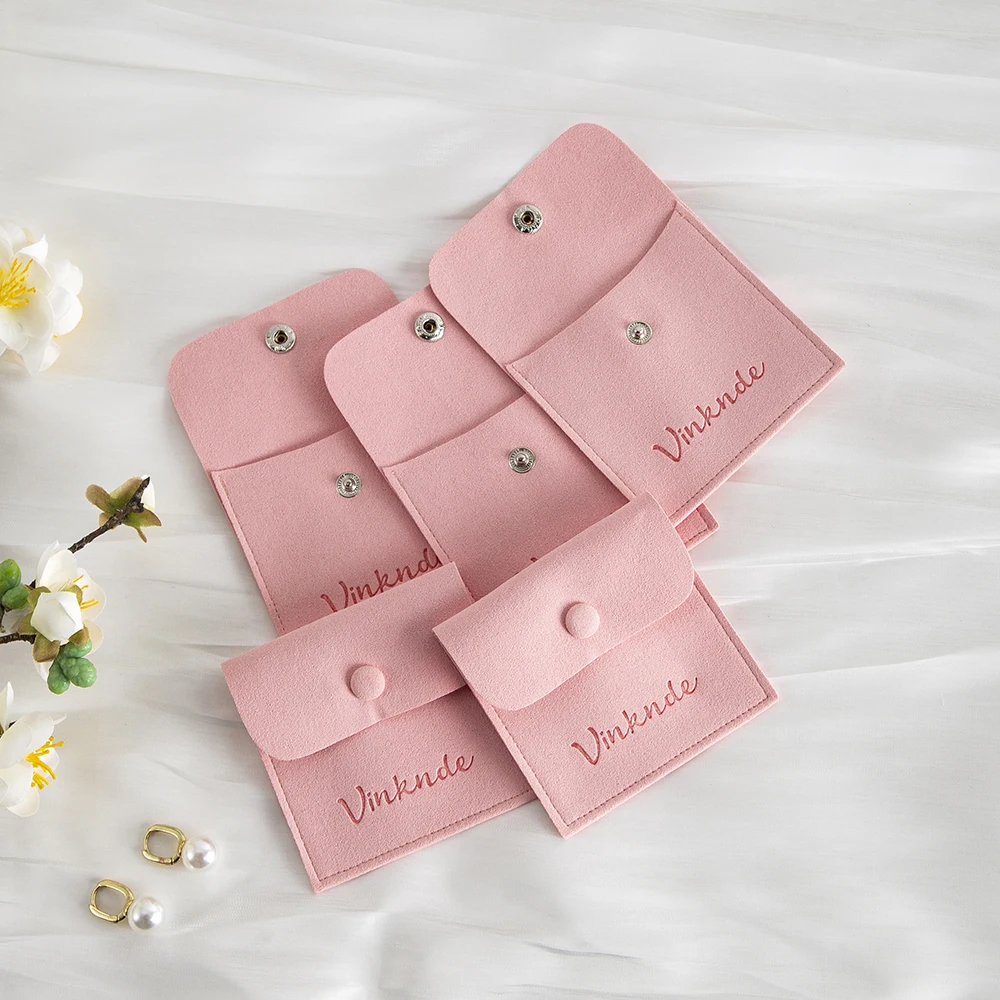 

50 шт./лот, мешочки для хранения ювелирных изделий из микрофибры с индивидуальным логотипом, бархатные мешочки на кнопке для серег, браслетов, ожерелий