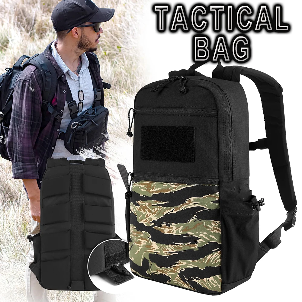 15L Tactical Backpack Water-Resistant Multiple Organizational Compartments EDC Out Bag Pack with Carbon Frame for Camping Travel