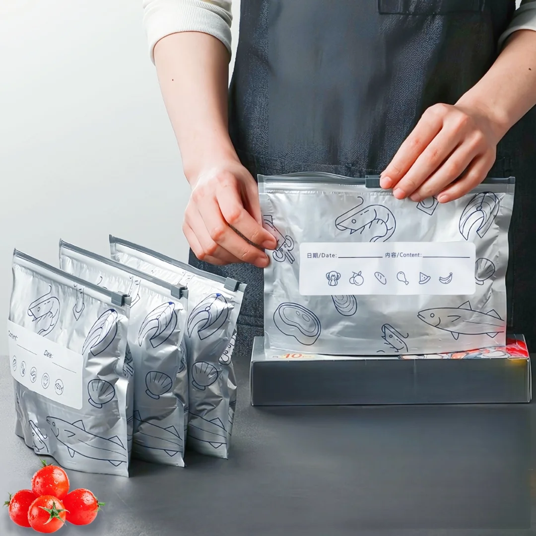 30 Reusable, Washable, Vacuum-sealed Bags with Date Labels; Food Storage Bags for The Refrigerator and Freezer;  Freezer Bags