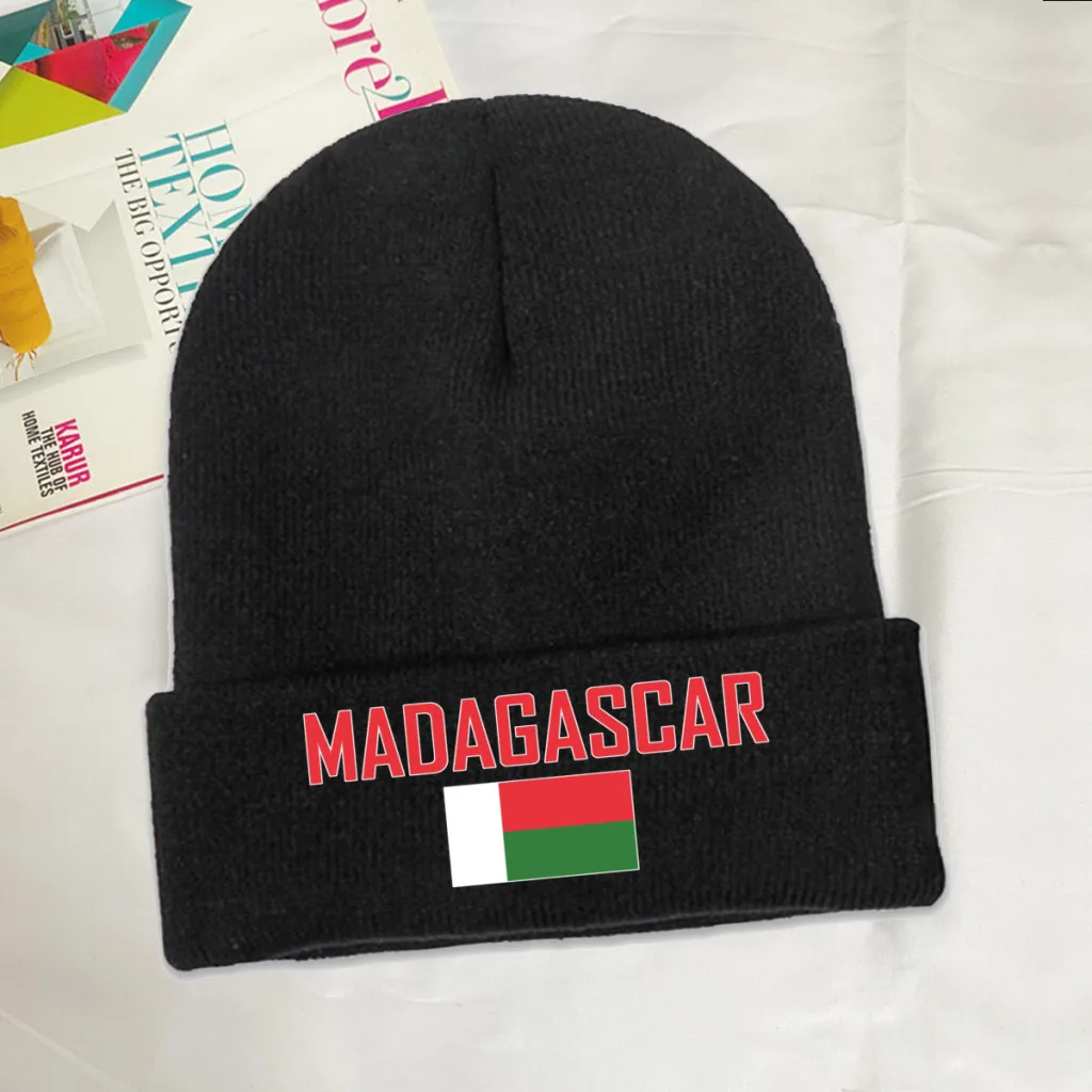 MADAGASCAR Country Flag Top Print Men Women Unisex Knitted Hat Winter Autumn Beanie Cap Warm Bonnet