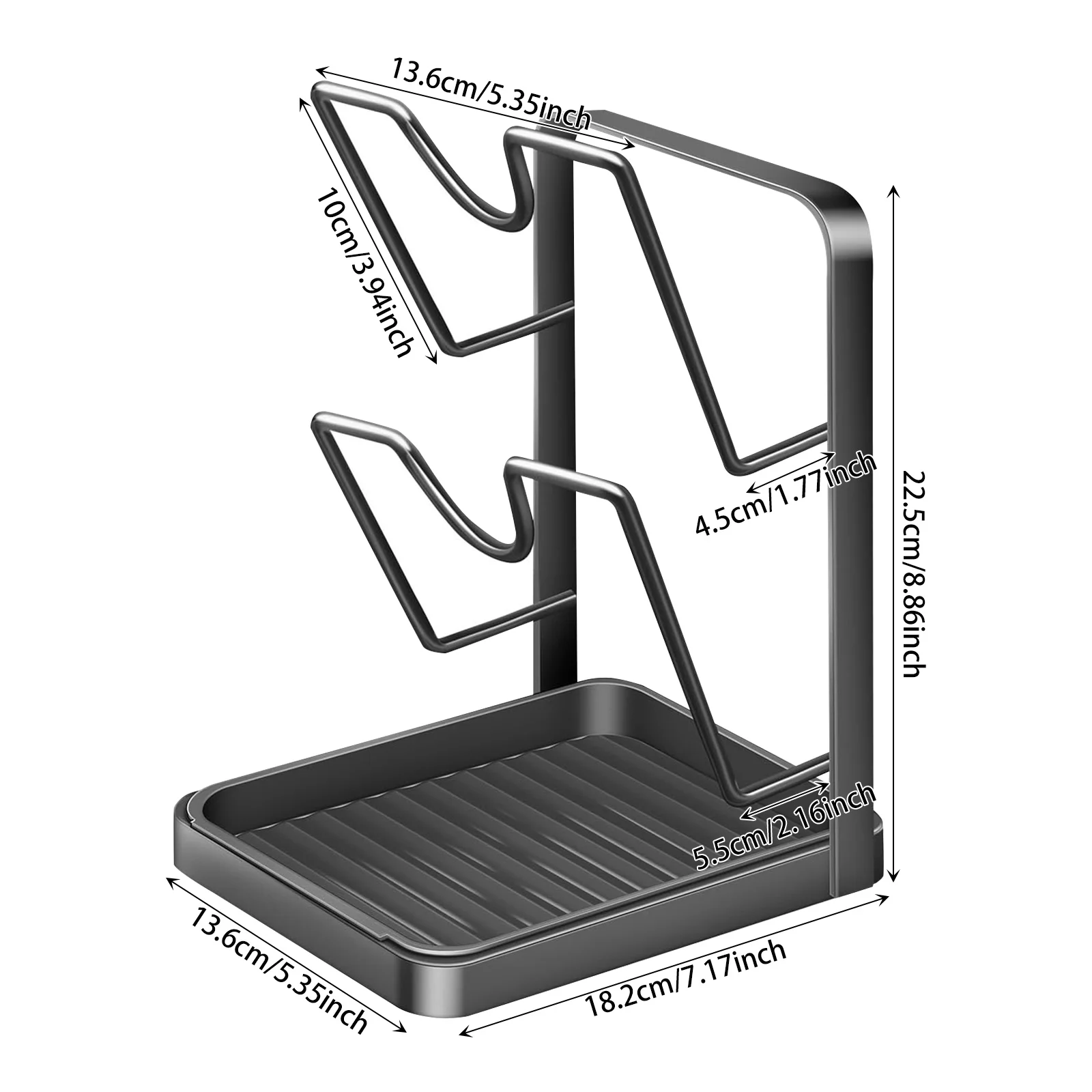 Stainless Steel Pot Lid Storage Rack, Countertop Multifunctional Organizer Holder for Kitchen Large Lids and Ladles