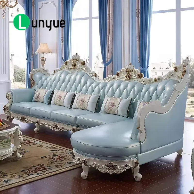 Luxury L Shaped Sectional Sofa Set Genuine Leather Solid Wood Frame 3 Seater Plus Recliner Modern Living Room Furniture