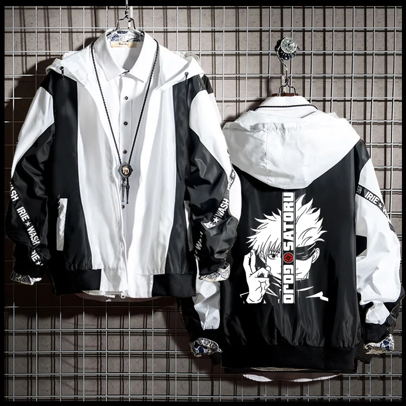 

Свободная аниме-футболка с принтом, ветрозащитная куртка для мальчиков, осенне-зимняя верхняя одежда, повседневная, из полиэстера, на молнии, уличная одежда