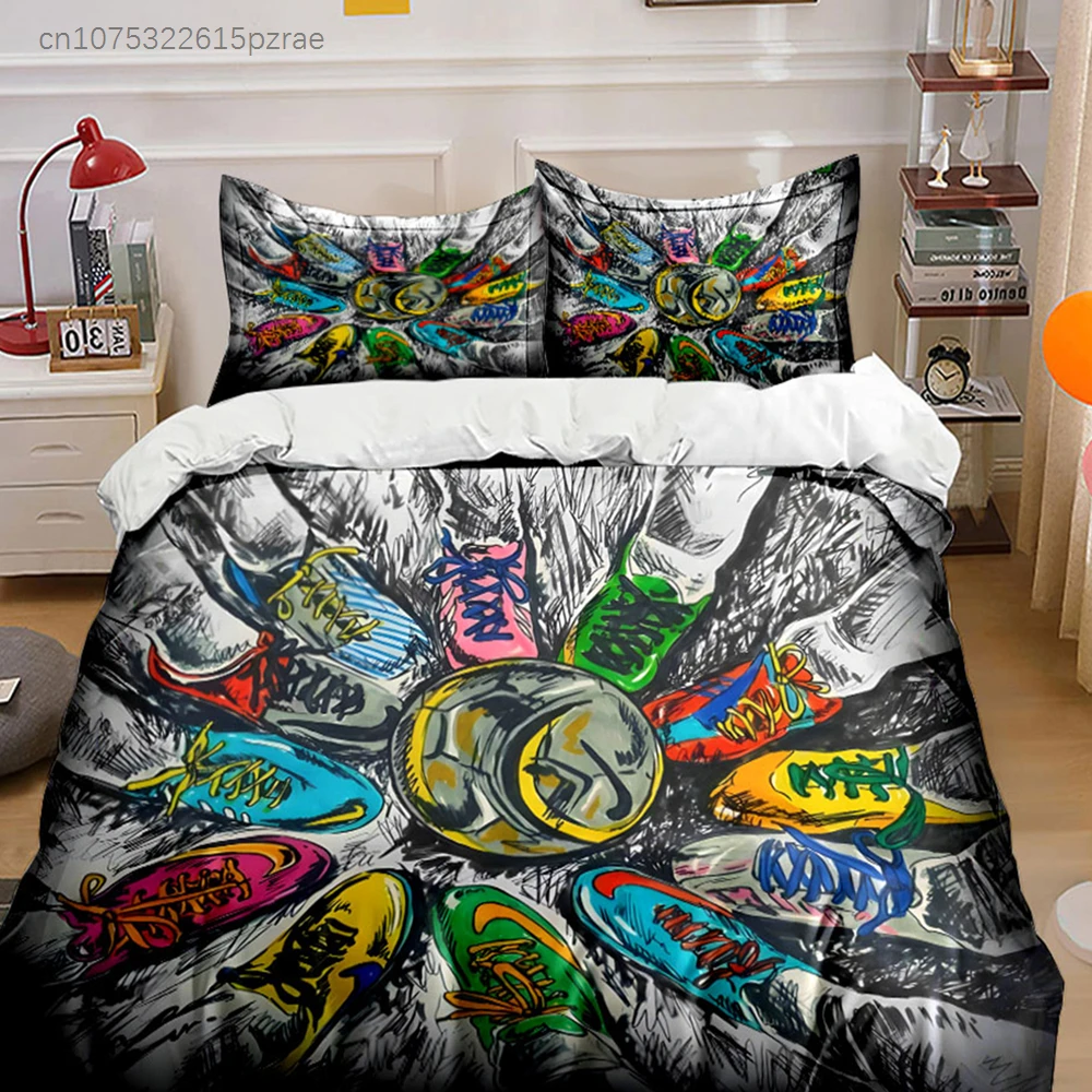 Colorful Soccer Cleats Set Multiple Sizes kid's And adults' Bedroom Exquisite 3PC Bedding set, Gift