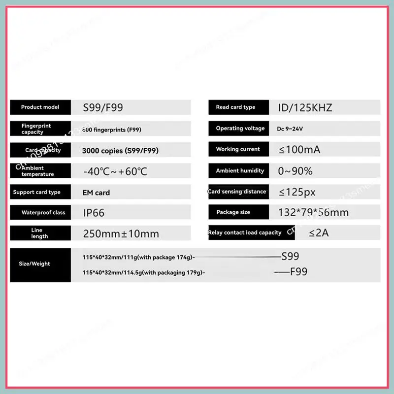 

N94R F99 Считыватель паролей по отпечатку пальца Мини IP66 Водонепроницаемая встроенная машина контроля доступа Металлическая клавиатура контроля доступа без ключа