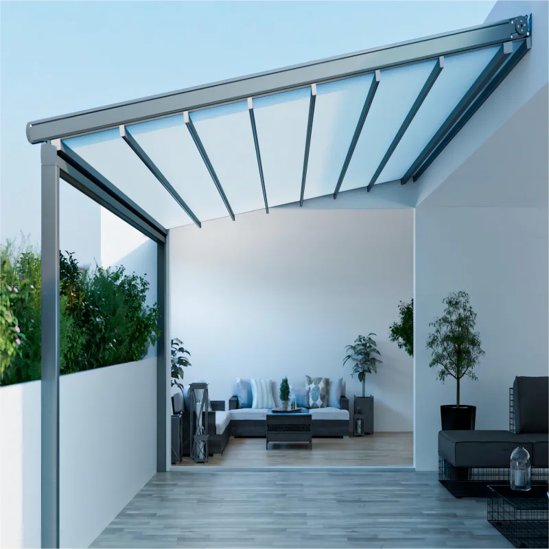 Pérgola retráctil para exteriores, cubierta de tela de PVC, Gazebo eléctrico, techo plegable, tienda, pérgola retráctil, 3m x 3m