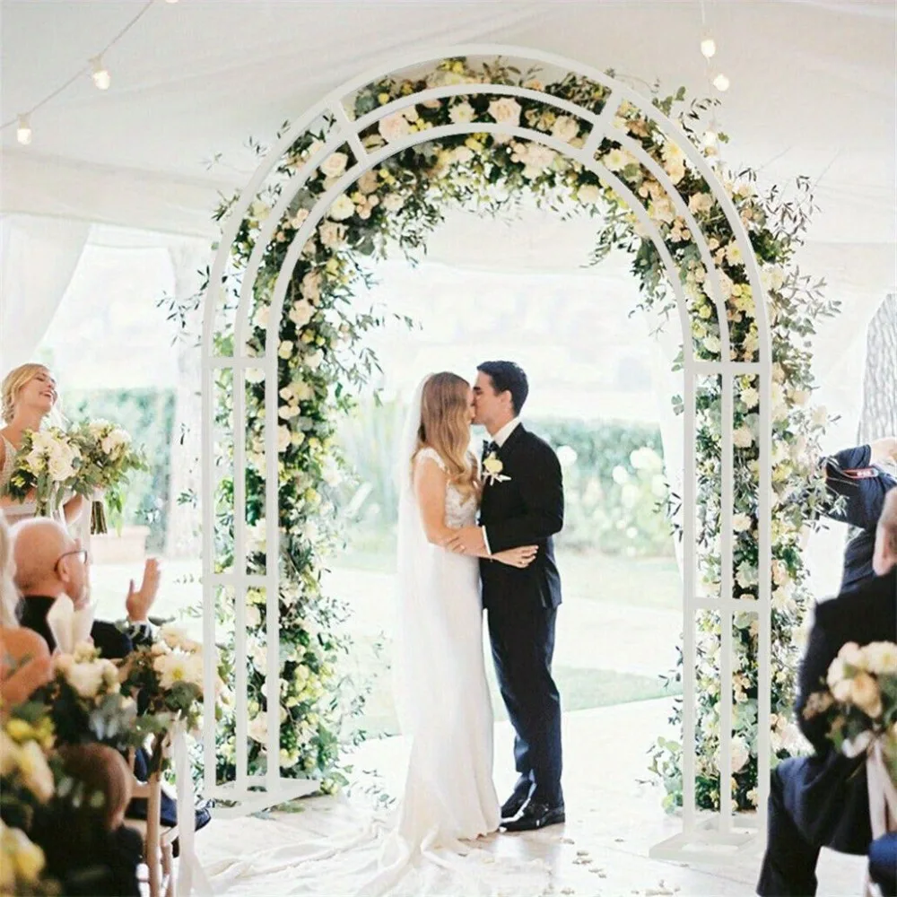 

White Wedding Arch Ceremony Metal Backdrop Garden Arch Frame Pergola Stand