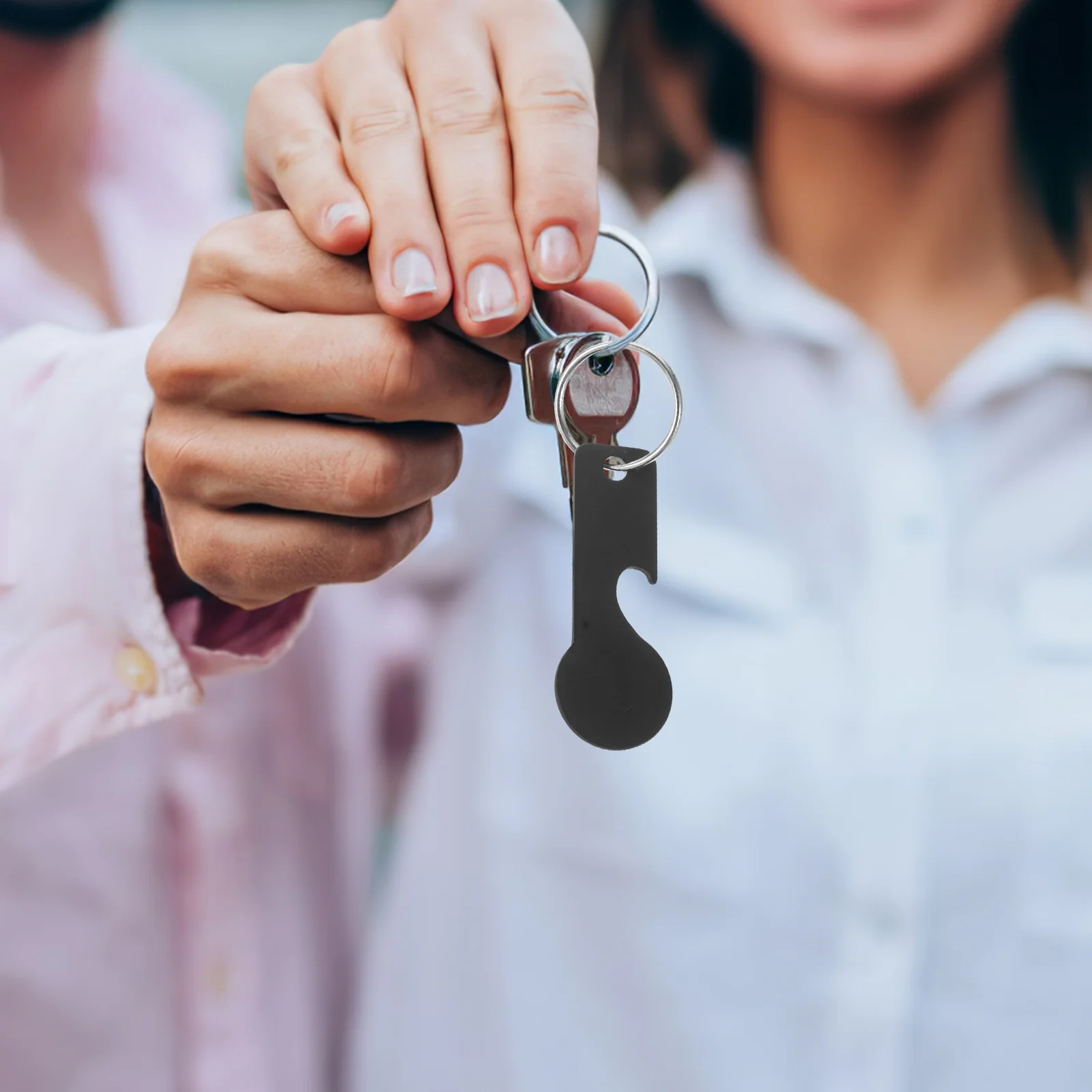 4 Pcs Cart Token Shopping Trolley Openers Key Chain Keychain Stainless Steel Keyring