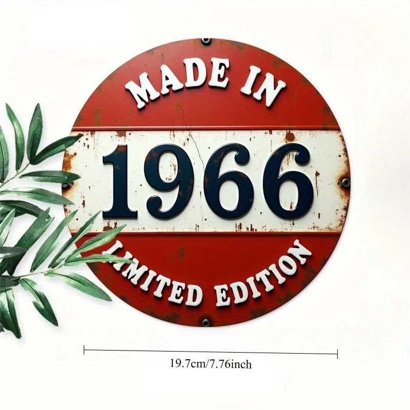 1pc 1966 Limited Edition Round Metal Sign - Vintage 