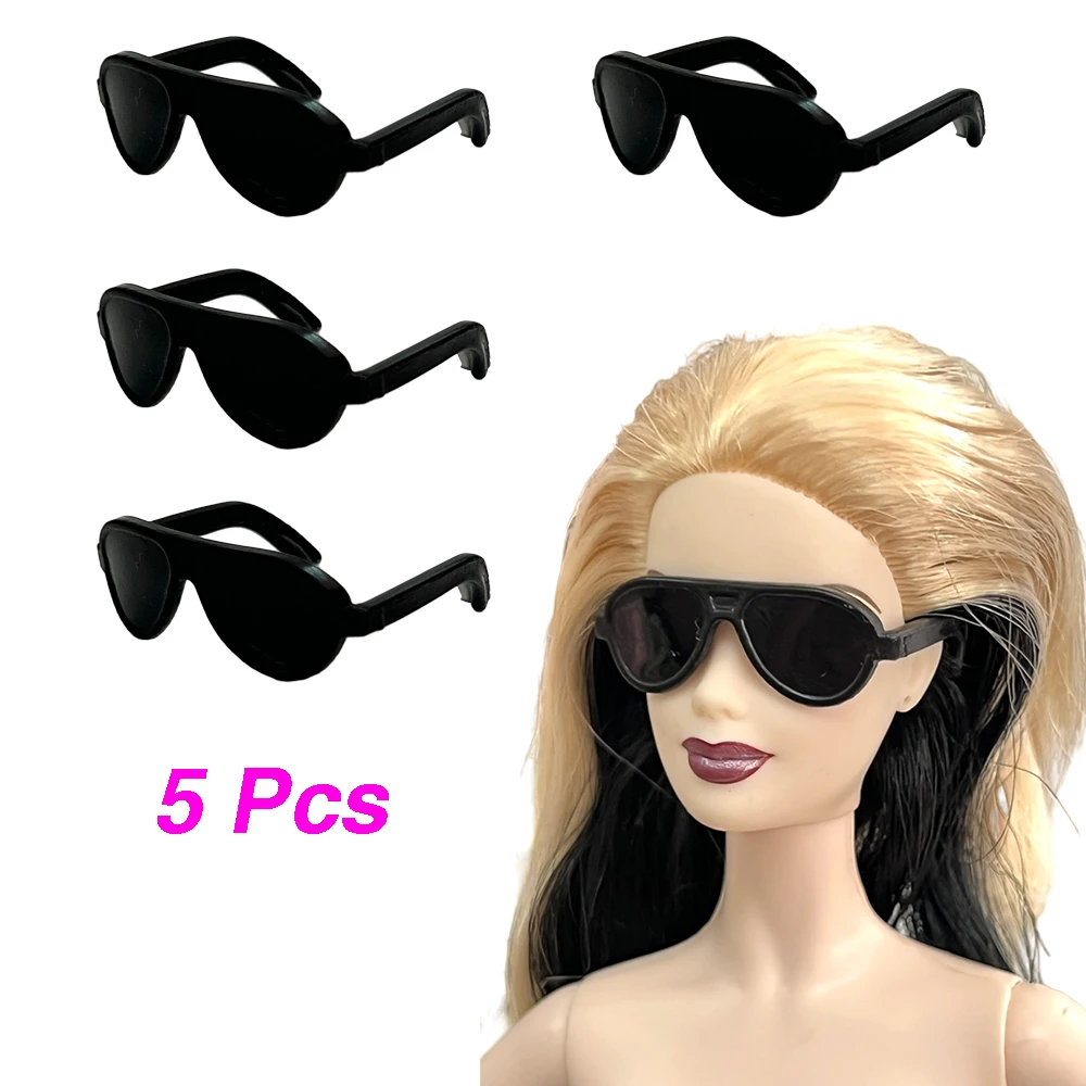 5 Pcs /Set Fashion Black Sunglasses  For Barbie Dolls Accessories Princess  Dollhouse Sunglasses  For 1/6 Doll Dressing Up Toys