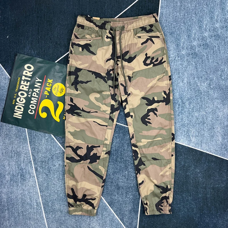 

S 4XL 100% Cotton Summer Thin Camouflage Pants for Men Elastic Waist Tapered Jogger Trousers Quick Dry Casual Outdoor Workwear