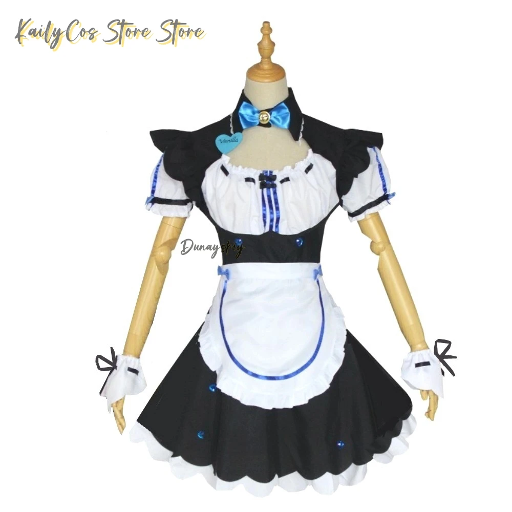 Chocola Vanilla NEKOPARA Cosplay Cosplay Maid Dress Women Girls Full Set Cute Lolita Halloween Party Outfits with Wig - view 4