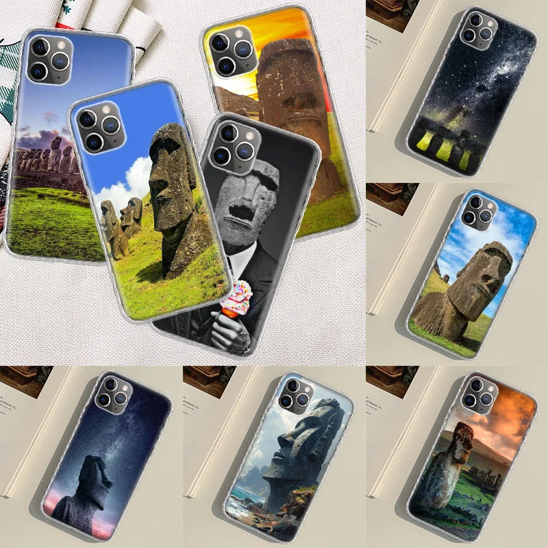 Statues of Easter Island Phone Case For Apple Iphone 15 14 13 16 Pro Max Cover 11 12 Mini Fundas X XS Max XR 8 7 Plus Capa Shell