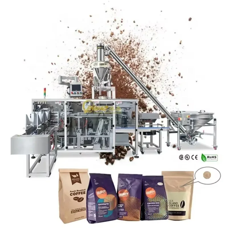 Multi-station Stand up Doypack Tea Milk Coffee Pouch Curry Chili Turmeric Powder Horizontal Premade Bag Packing Machine