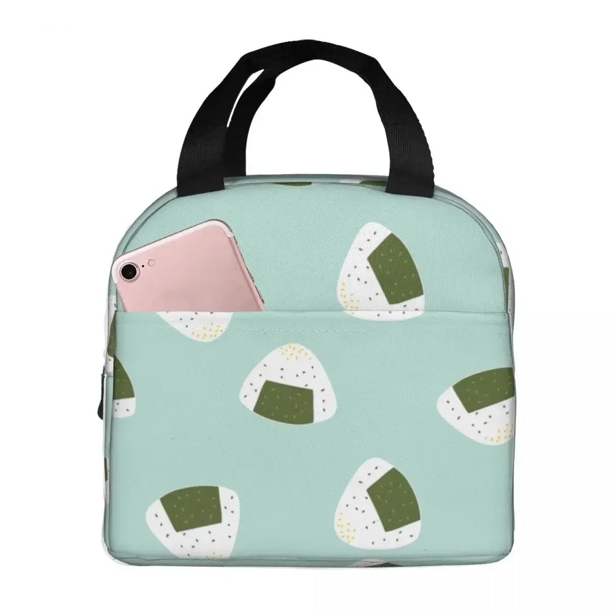 

Onigiri Lunch Bag Portable Insulated Canvas Cooler Bags Cute Thermal Travel Tote for Women Girl