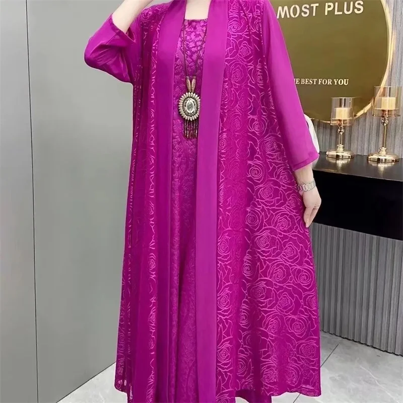 

Women New High Elasticity Ice Silk Fashion Dress Two Cover High-end Thin Pieces Over The Top To Cover The Belly And Flesh Casual