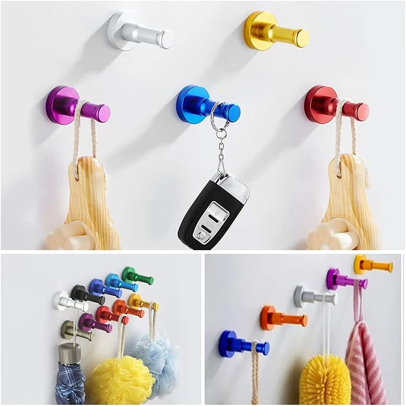 Multicolor Aluminum Alloy Decorative Bathroom Wall Hooks Colorful Hat Clothes Bags Hanger