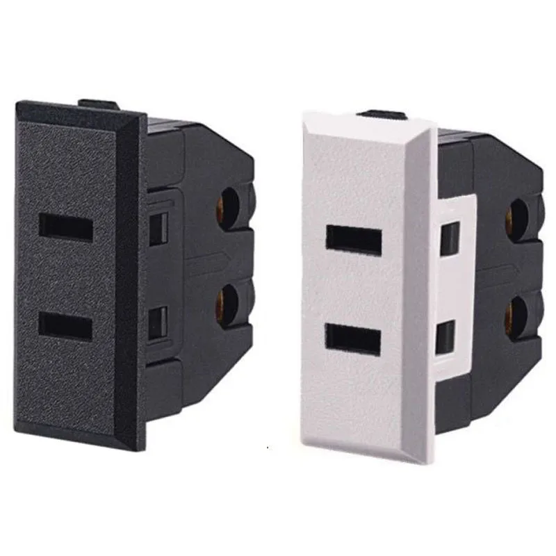 White Black America Embedded UPS PDU Power Socket US 2Pin Screw Wiring Desktop Receptacle AC Power Panel Module Outlet 43*20mm