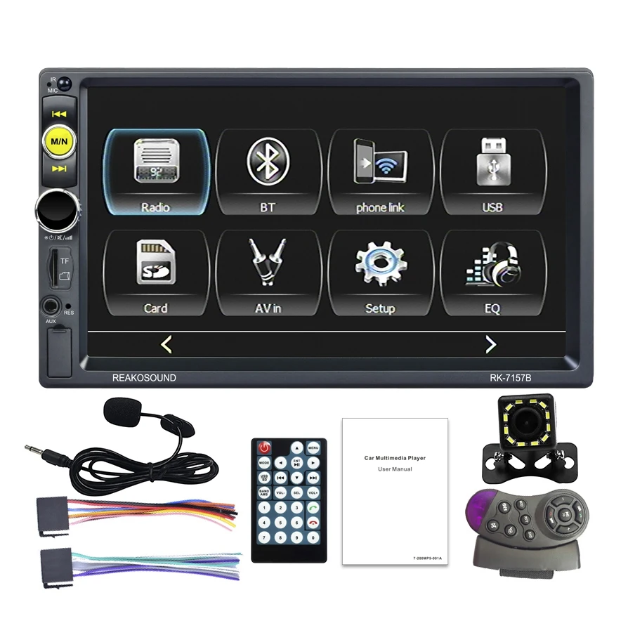 2DIN Car Radio 7 inch Bluetooth with Carplay Autoradio Audio MP5 Player AUX FM Stereo MP5 Receiver with Microphone 12LED