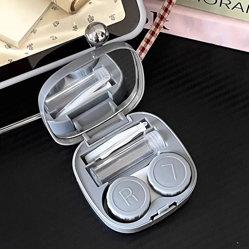 Heart Contact Lens Case with Mirror Mini Lovely Eyes Care Contact Lens Container Box Travel Kits Eyewear Accessories Organizer