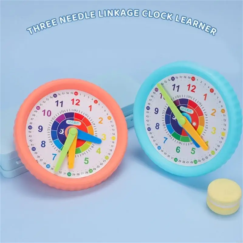 Y8AD Children Learning Clock Telling Time Teaching Clock Educational Desk Clock with Moveable Hand For Children Age 3＋