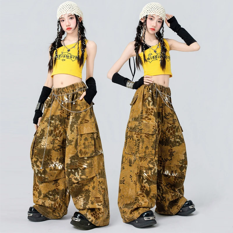 

Children Ballroom Dance Clothes Street Wear Kids Cool Hip Hop Clothing Girls Jazz Dance Costume K-pop Outfit Stage Suit XS11475
