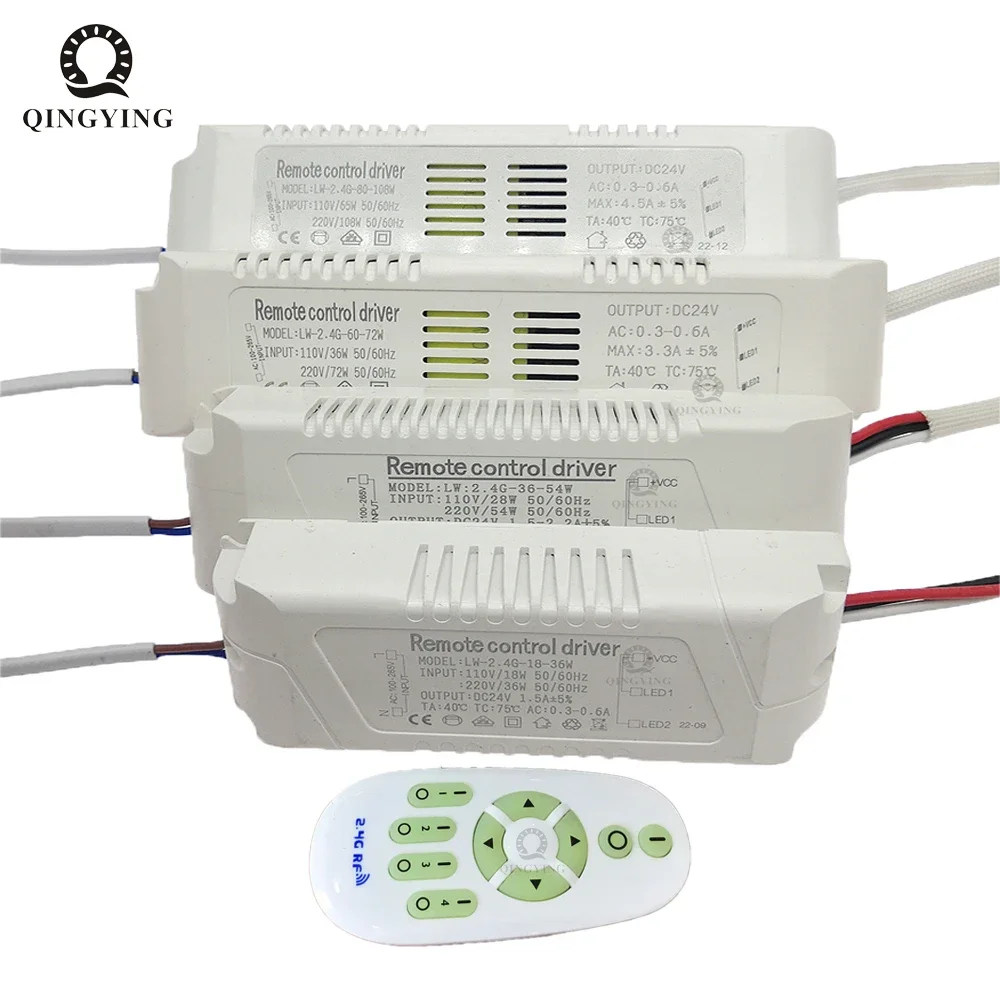 AC110V-220V 18W-108W-150W Output 24V 2.4G Remote Control LED Driver Power Supply For Dual Color LED Strip Dimming Color Changing