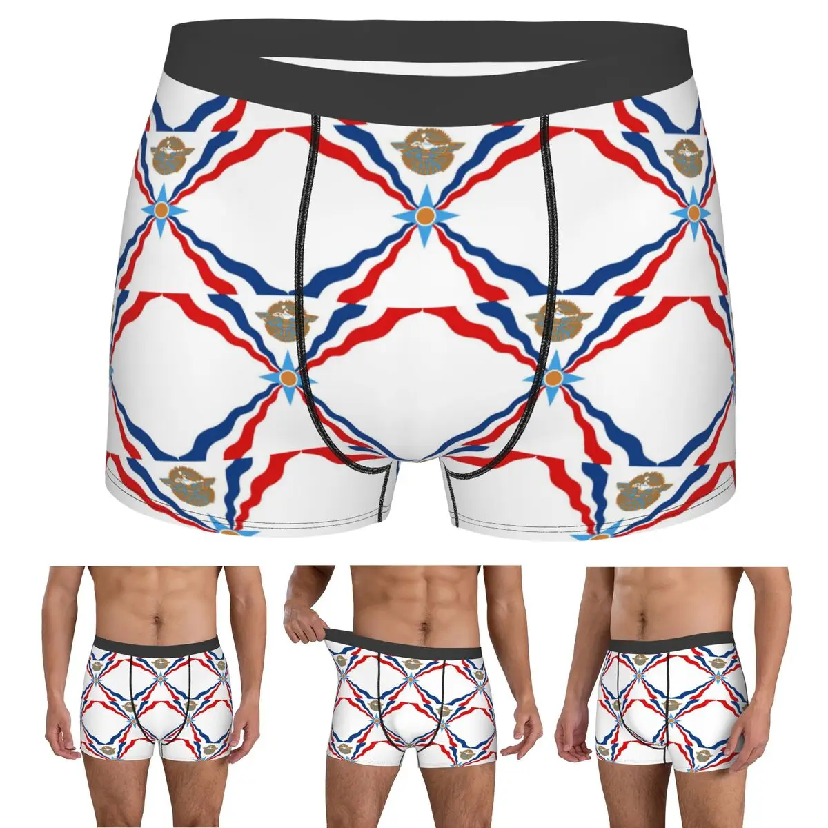 Boxer Underpants Shorts Assyrian Suryoyo Flag Panties Men's Soft Underwear for Homme Man Boyfriend Gift