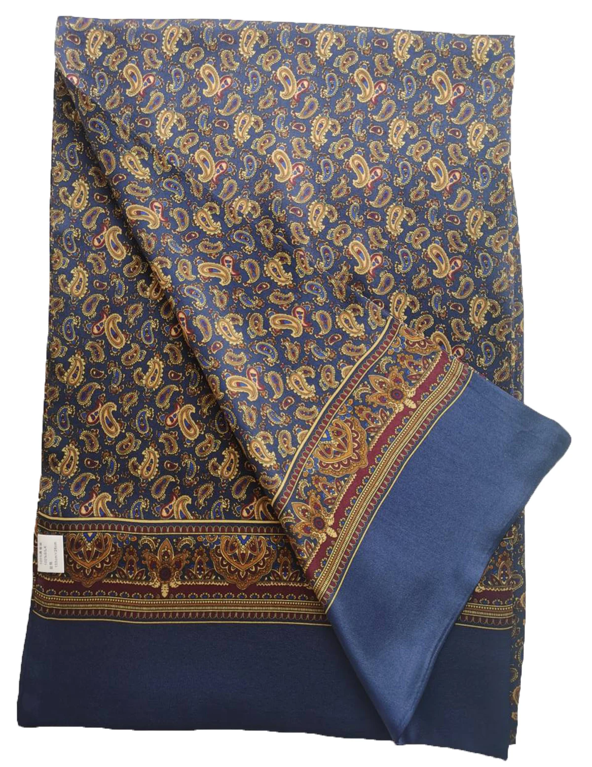 FEIMANYUAN ผ้าพันคอยาวผู้ชาย 100 ผ้าไหมลาย Paisley ธุรกิจ Tie เสื้อเชิ้ตลําลอง Double Layer Blue